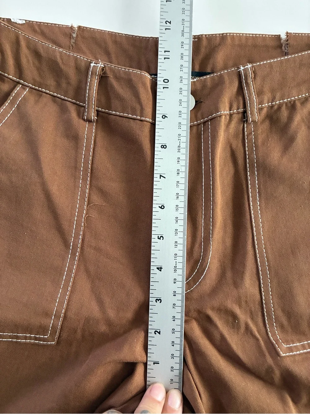 HERPERAS S CHOCOLATE BR 💯 COTTON STREETWEAR CARGO PANTS THICK STICKING ACCENTS - Picture 10 of 14